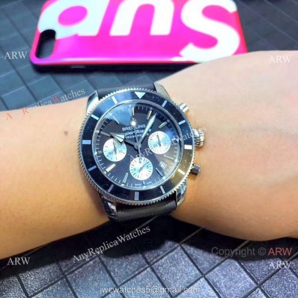 Breitling Superocean 43mm Watch SS Blue Dial Blue Rubber Strap Breitling Superocean 43mm Watch SS Blue Dial Blue Rubber Strap