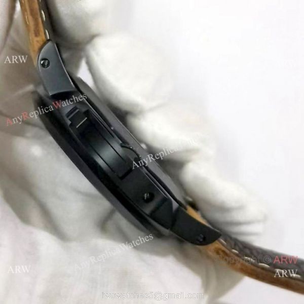 Best Quality Panerai Black Hollow Watch 47mm Brown Leather Strap Best Quality Panerai Black Hollow Watch 47mm Brown Leather Strap