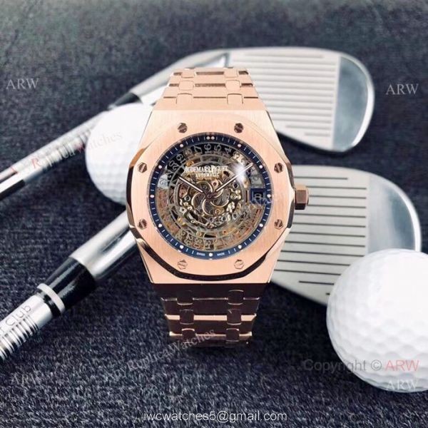 Audemars Piguet Royal Oak Rose Gold 43mm Watch / Fake AP Skeleton Audemars Piguet Royal Oak Rose Gold 43mm Watch / Fake AP Skeleton