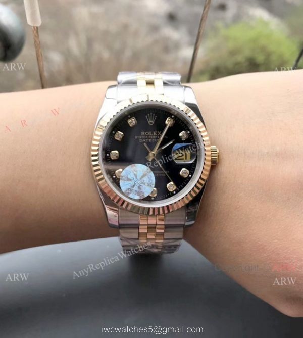 Replica Rolex Datejust Gold White Face with Diamond Watch 36mm Replica Rolex Datejust Gold White Face with Diamond Watch 36mm