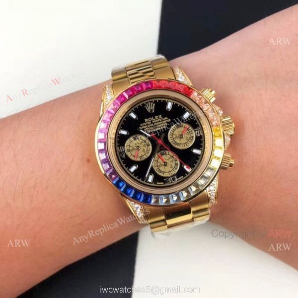Yellow Gold Daytona Rolex Rainbow Replica Watches Automatic Movement Yellow Gold Daytona Rolex Rainbow Replica Watches Automatic Movement