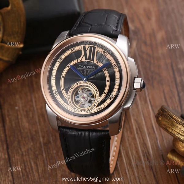 High Quality Cartier Calibre De Replica Watches SS Rose Gold Bezel High Quality Cartier Calibre De Replica Watches SS Rose Gold Bezel