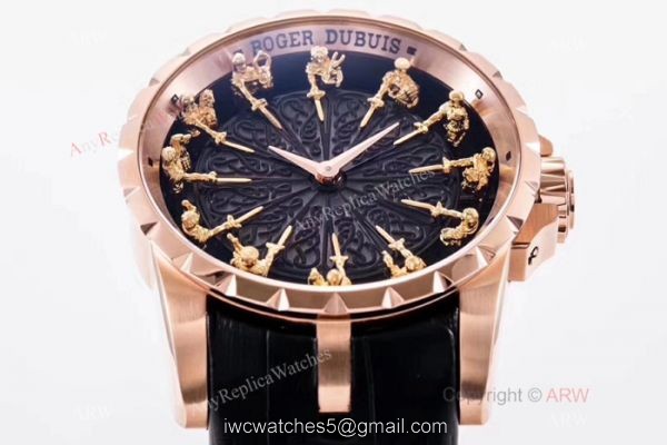 New Replica Roger Dubuis Excalibur Knights Of The Round Table II watch Rose Gold Black Dial New Replica Roger Dubuis Excalibur Knights Of The Round Table II watch Rose Gold Black Dial