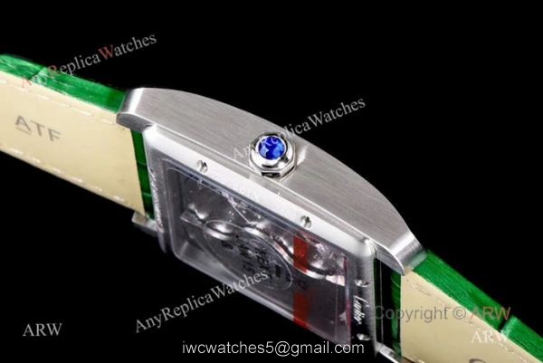 Swiss Grade Cartier Tank 1904MC Mens Watches SS Green Strap Swiss Grade Cartier Tank 1904MC Mens Watches SS Green Strap