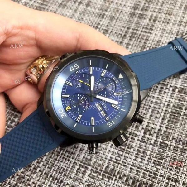 Replica IWC Aquatimer Watch Black Case Blue Chronograph Dial Replica IWC Aquatimer Watch Black Case Blue Chronograph Dial