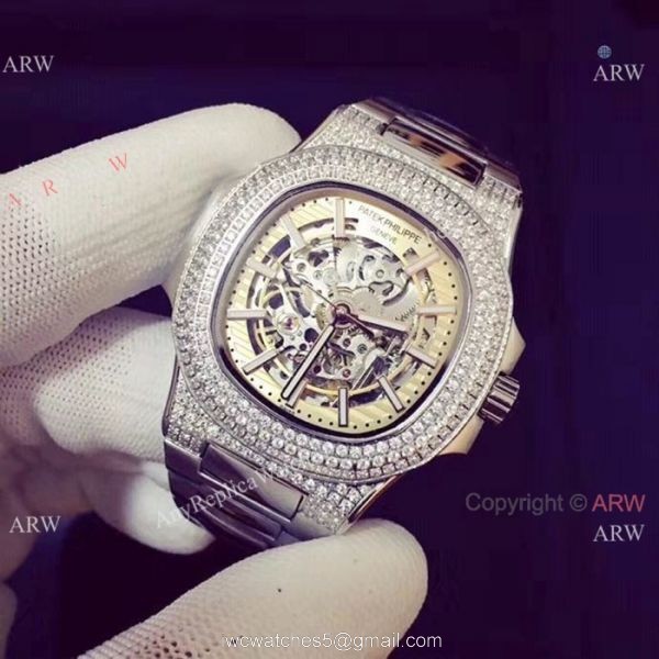 Copy Patek Philippe Nautilus Ice Out Watch Stainless Steel White Hollow Copy Patek Philippe Nautilus Ice Out Watch Stainless Steel White Hollow