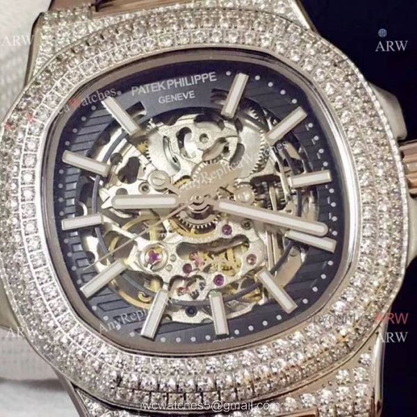 New Replica Patek Philippe Nautilus Hollow Ice Out Watch Stainless Steel New Replica Patek Philippe Nautilus Hollow Ice Out Watch Stainless Steel