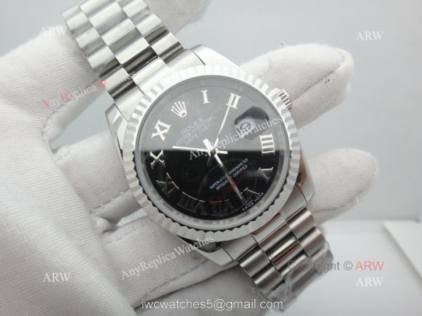 Copy Rolex Datejust Black Face Stainless Steel President Band Copy Rolex Datejust Black Face Stainless Steel President Band