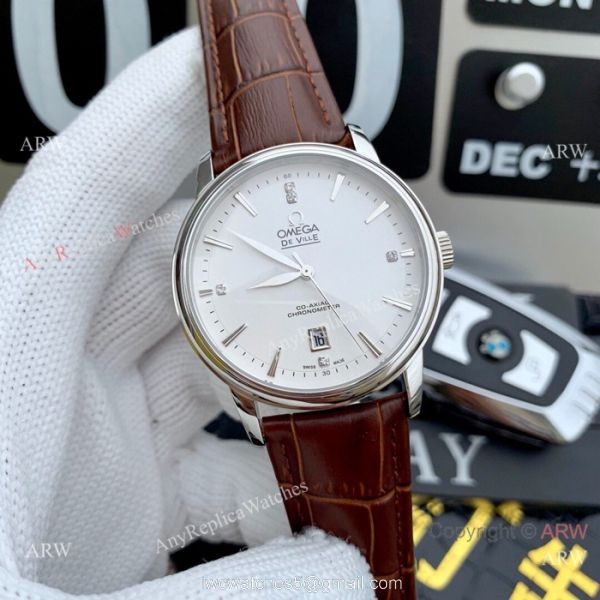 Clone Omega De Ville SS Black Leather Strap Watches 42mm Clone Omega De Ville SS Black Leather Strap Watches 42mm