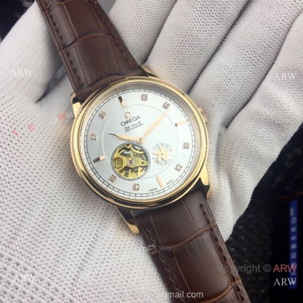 Copy Omega Tourbillon De Ville Watches Gold Case Silver Dial Copy Omega Tourbillon De Ville Watches Gold Case Silver Dial