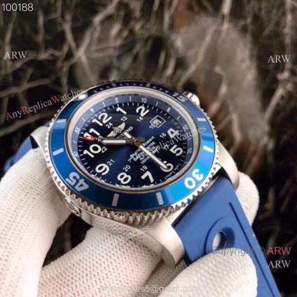 Copy Breitling Superocean II 43mm Watch Blue Dial Blue Rubber Band Copy Breitling Superocean II 43mm Watch Blue Dial Blue Rubber Band