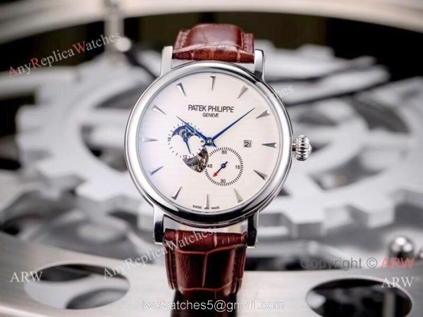 Patek Philippe Calatrava 42mm Copy Watches SS White Moonphase Dial Patek Philippe Calatrava 42mm Copy Watches SS White Moonphase Dial