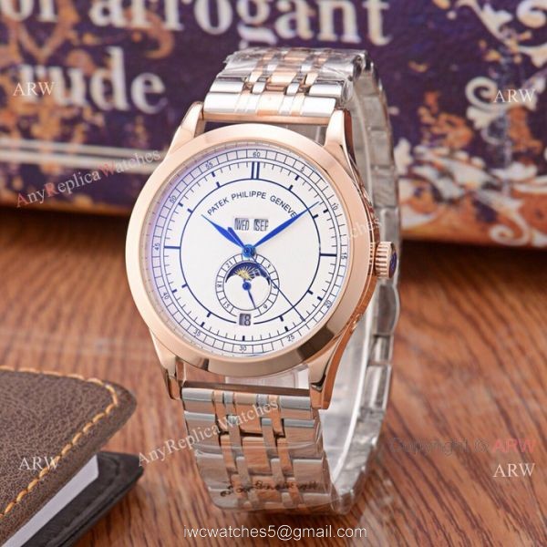 Clone Patek Philippe Perpetual Calendar Watch White Dial Stainless Steel Case Clone Patek Philippe Perpetual Calendar Watch White Dial Stainless Steel Case