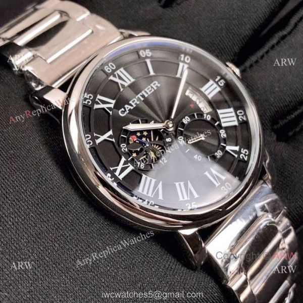 New Cartier Rotonde de Moon phase Stainless Steel Black Watch 40mm New Cartier Rotonde de Moon phase Stainless Steel Black Watch 40mm