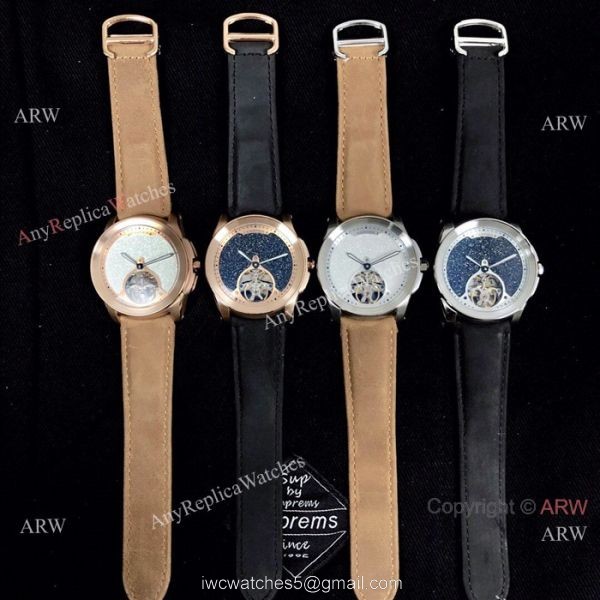 New Copy Calibre de Cartier Tourbillon watch Black Leather Band New Copy Calibre de Cartier Tourbillon watch Black Leather Band