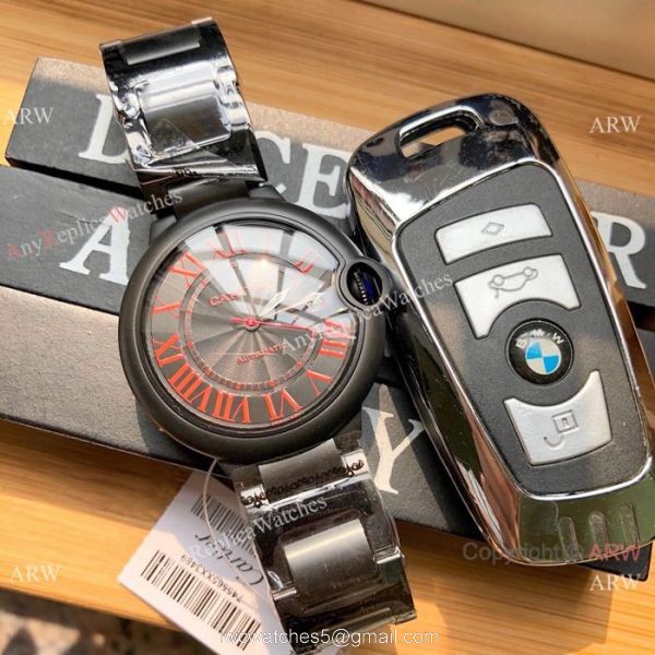 Replica Cartier Ballon Bleu Cartier 42mm PVD Black Dial Watch Swiss 8215 Replica Cartier Ballon Bleu Cartier 42mm PVD Black Dial Watch Swiss 8215
