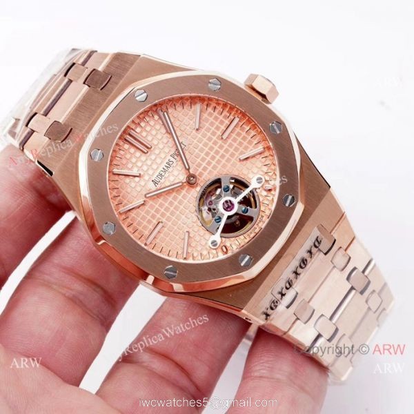 Swiss Copy Audemars Piguet Royal Oak tourbillon Watch Rose Gold Grey Dial Swiss Copy Audemars Piguet Royal Oak tourbillon Watch Rose Gold Grey Dial