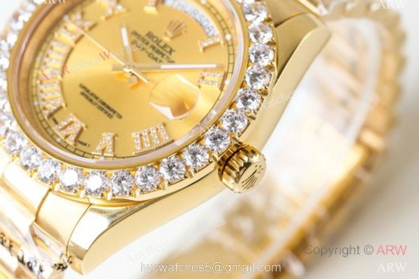 N9 Swiss Grade Rolex Day Date 2 Yellow Gold Diamond Roman Markers Watch 41mm N9 Swiss Grade Rolex Day Date 2 Yellow Gold Diamond Roman Markers Watch 41mm