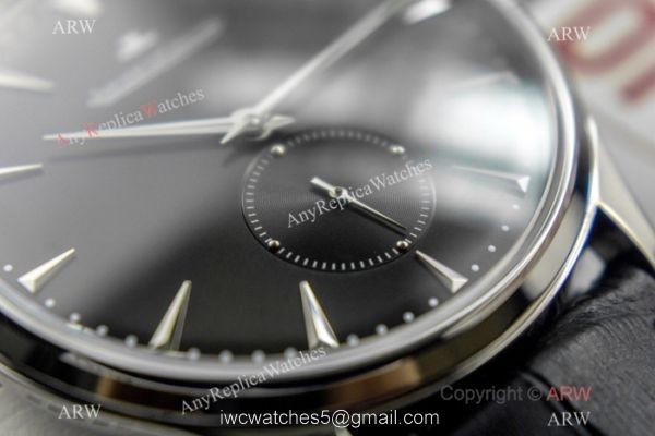 Swiss Copy Jaeger LeCoultre Master ultra thin Watch SS Black Leather Band Swiss Copy Jaeger LeCoultre Master ultra thin Watch SS Black Leather Band