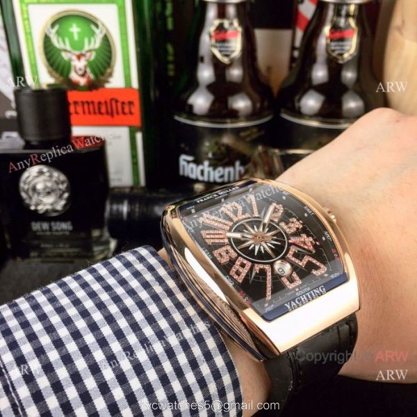 Swiss Copy Franck Muller Vanguard Yachting v45 Watch Rose Gold Black Face Swiss Copy Franck Muller Vanguard Yachting v45 Watch Rose Gold Black Face