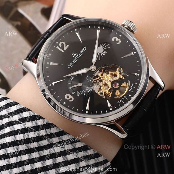Fake Jaeger LeCoultre Tourbillon White Dial Black Leather Band Watch 42mm Fake Jaeger LeCoultre Tourbillon White Dial Black Leather Band Watch 42mm