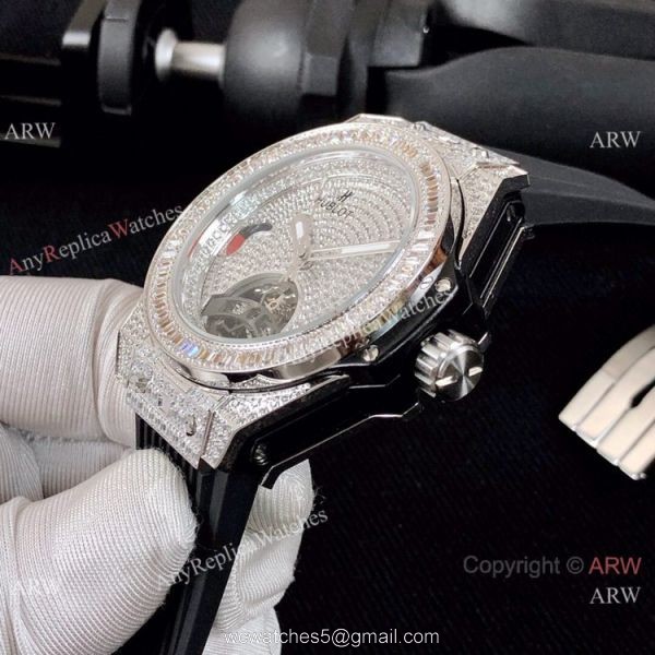 Luxury Copy Hublot Big Bang Tourbillon Iced Out Watch Black Rubber Band Luxury Copy Hublot Big Bang Tourbillon Iced Out Watch Black Rubber Band