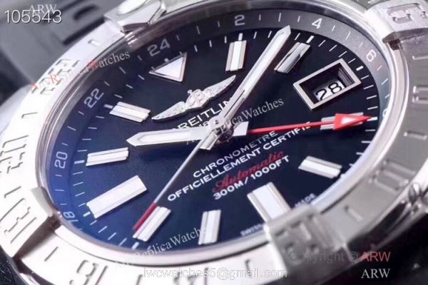 GF Replica Breitling Avenger II GMT SWISS 2836 Watch 43mm Black Face GF Replica Breitling Avenger II GMT SWISS 2836 Watch 43mm Black Face