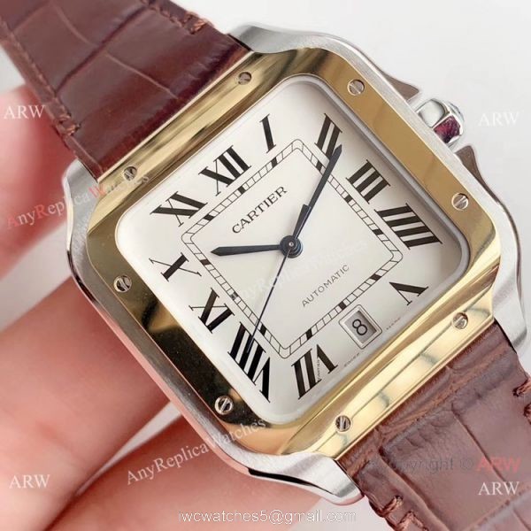Swiss Replica Cartier Santos Two Tone White Dial Watch HBBv6 Factory Swiss Replica Cartier Santos Two Tone White Dial Watch HBBv6 Factory