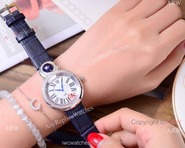 High Quality Copy Cartier Women watches Rose Gold Blue Leather Strap High Quality Copy Cartier Women watches Rose Gold Blue Leather Strap