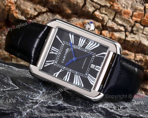 Replica Cartier Tank Solo Stainless Steel Black Roman Dial Watch Automatic Replica Cartier Tank Solo Stainless Steel Black Roman Dial Watch Automatic