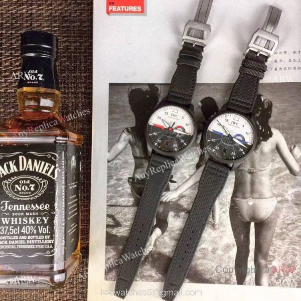 Swiss Replica IWC Pilots Top Gun SS Black Leather Strap Watch Swiss Replica IWC Pilots Top Gun SS Black Leather Strap Watch