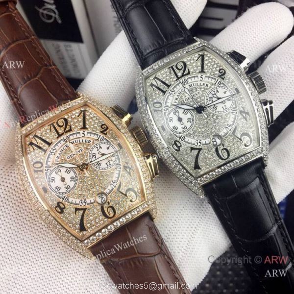 New Copy Franck Muller Mariner Chronograph Iced Out Watch Black Leather Strap New Copy Franck Muller Mariner Chronograph Iced Out Watch Black Leather Strap