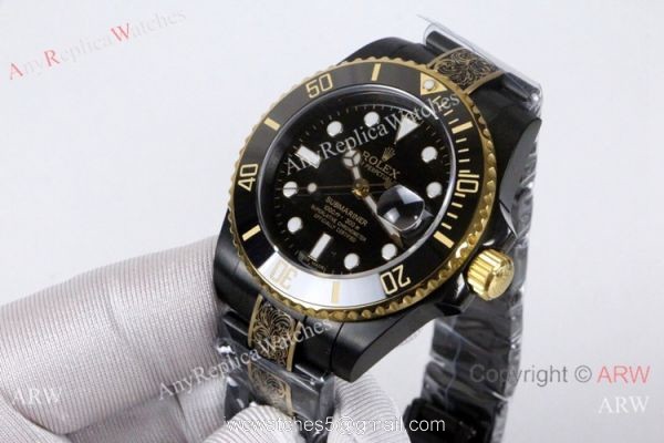 High Quality Rolex Submariner Black Face Two Tone Tattoo Watch 40mm High Quality Rolex Submariner Black Face Two Tone Tattoo Watch 40mm