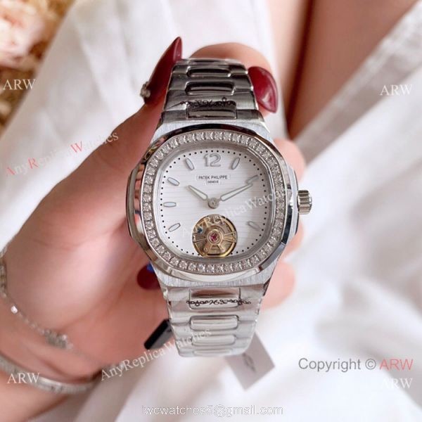 New Copy Patek Philippe Nautilus Womens 34mm Watch with Blue Tourbillon Dial New Copy Patek Philippe Nautilus Womens 34mm Watch with Blue Tourbillon Dial
