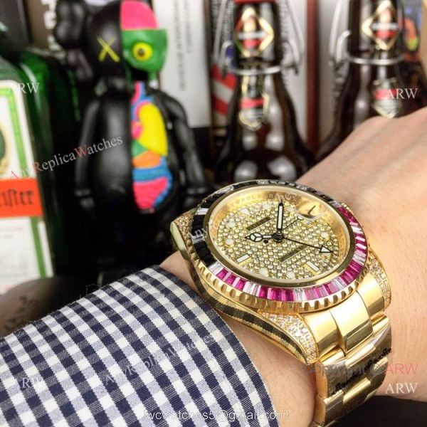 New Rolex GMT Master 2 Rainbow Bezel Yellow Gold Watch Any Watch Replica New Rolex GMT Master 2 Rainbow Bezel Yellow Gold Watch Any Watch Replica