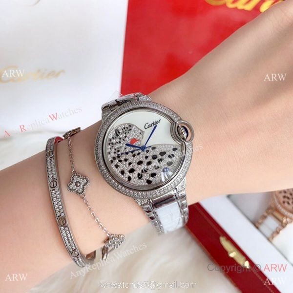 Copy Cartier Ballon Bleu SS Diamond Leopard Watch Swiss Quality Copy Cartier Ballon Bleu SS Diamond Leopard Watch Swiss Quality