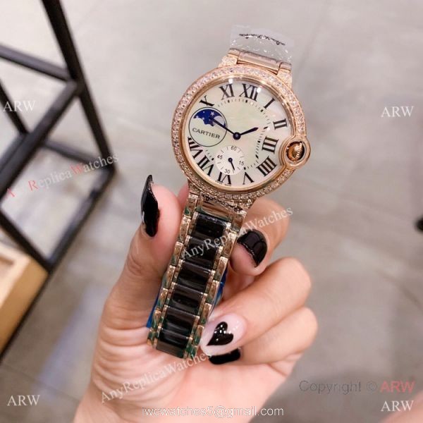 Copy Cartier Ballon Blue de 36mm Black Ceramic and Rose Gold Watch Copy Cartier Ballon Blue de 36mm Black Ceramic and Rose Gold Watch