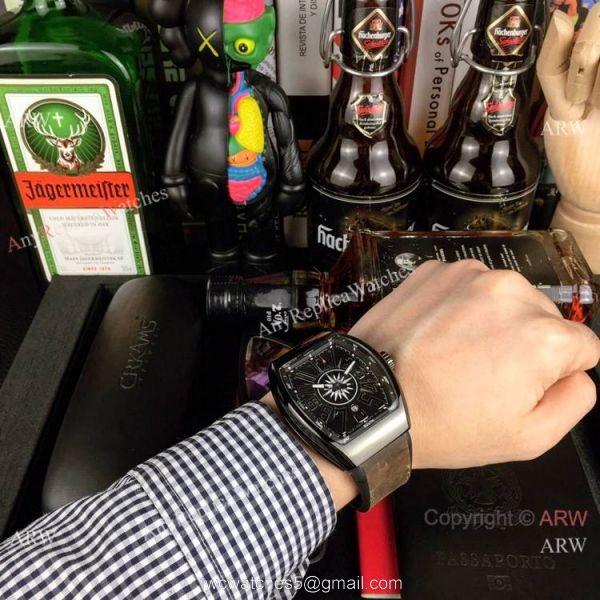 Replica Franck Muller Vanguard Yachting watch Black Dial Gray Gummy Band Replica Franck Muller Vanguard Yachting watch Black Dial Gray Gummy Band