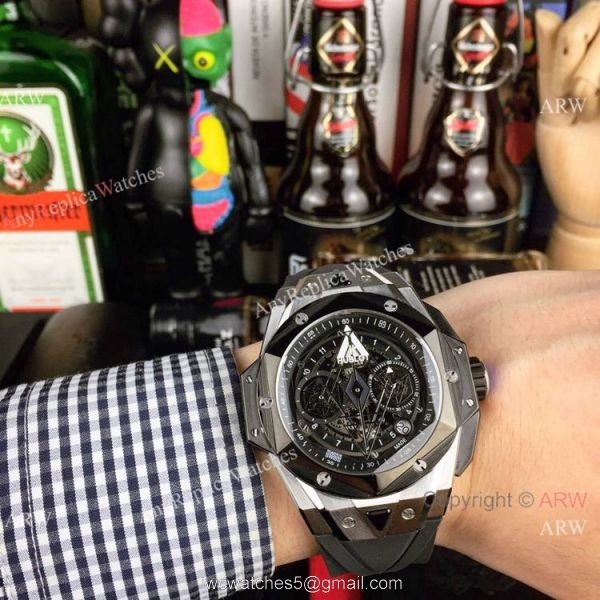 2019 Replica Hublot Big Bang Sang Bleu II Watches Stainless Steel Skeleton Dial 2019 Replica Hublot Big Bang Sang Bleu II Watches Stainless Steel Skeleton Dial