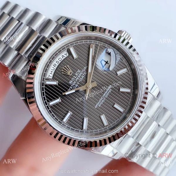 NEW Upgraded Rolex Day Date II 3255 Fluted Bezel Gray Dial Copy Watch V3 NEW Upgraded Rolex Day Date II 3255 Fluted Bezel Gray Dial Copy Watch V3