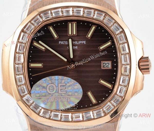 (OE)Swiss Copy Patek Philippe Nautilus 5713g Brown Dial Diamond Watch 40mm (OE)Swiss Copy Patek Philippe Nautilus 5713g Brown Dial Diamond Watch 40mm