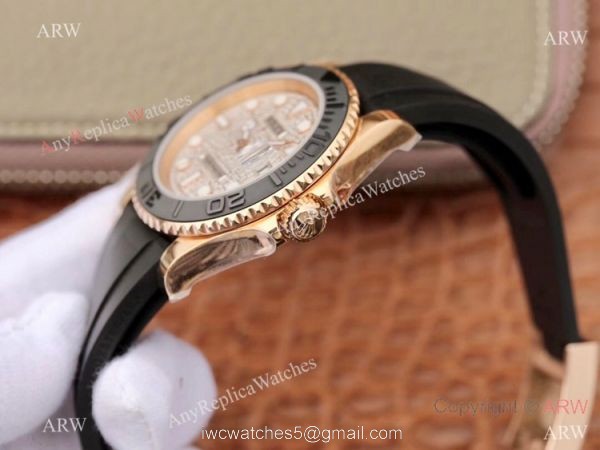 Swiss Grade Rolex Rose Gold Yachtmaster Replica Watch Diamond Face Swiss Grade Rolex Rose Gold Yachtmaster Replica Watch Diamond Face
