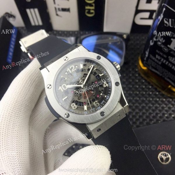 Copy Hublot Classic Fusion Skeleton Gray Gummy Strap Watches 2019 New Copy Hublot Classic Fusion Skeleton Gray Gummy Strap Watches 2019 New
