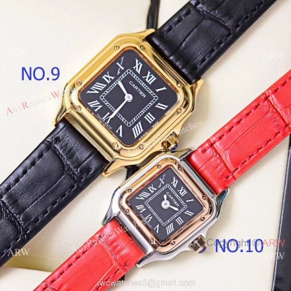 Copy Cartier Panthere de 2-Tone Black Face Quartz Watch 27mm 22mm Copy Cartier Panthere de 2-Tone Black Face Quartz Watch 27mm 22mm