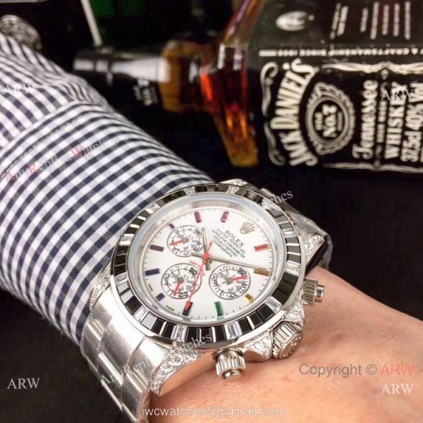 Fake Rolex with Diamond Bezel Stainless Steel Daytona Watch Fake Rolex with Diamond Bezel Stainless Steel Daytona Watch
