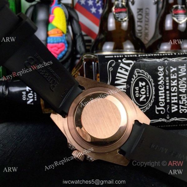 New Rolex Submariner Rose Gold Rubber Strap Watch Rainbow Bezel New Rolex Submariner Rose Gold Rubber Strap Watch Rainbow Bezel