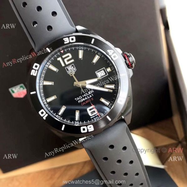 Swiss Tag Heuer Formula 1 Calibre 5 Men Watch Black Leather Strap Swiss Tag Heuer Formula 1 Calibre 5 Men Watch Black Leather Strap