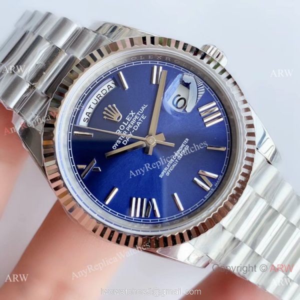 NEW Upgraded Copy Rolex DayDate ii Blue Face Stainless Steel President Watch V3 NEW Upgraded Copy Rolex DayDate ii Blue Face Stainless Steel President Watch V3