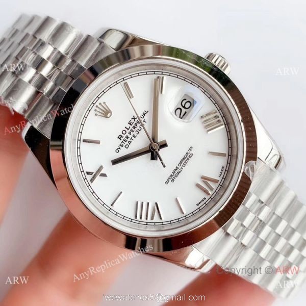 NEW Upgraded Copy Rolex Datejust 41 White Roman Dial Watch Swiss 3235 V3 NEW Upgraded Copy Rolex Datejust 41 White Roman Dial Watch Swiss 3235 V3