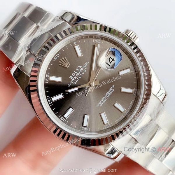 NEW Upgraded 3235 V3 Rolex Datejust 2 Fluted Bezel Grey Dial Replica Watch NEW Upgraded 3235 V3 Rolex Datejust 2 Fluted Bezel Grey Dial Replica Watch